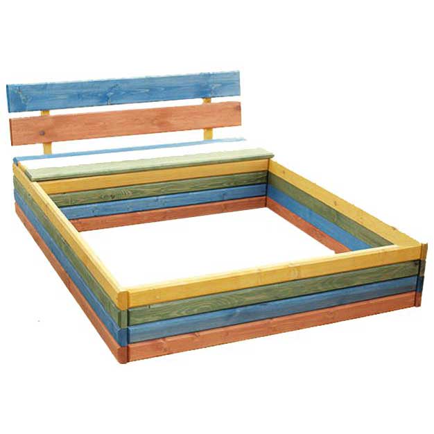 drevené pieskovisko s lavičkou, smrekové pieskovisko, farebné pieskovisko, farebné smrekové pieskovisko, veľké pieskovisko