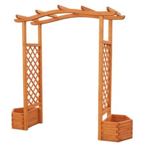 drevená pergola, pergola z dreva, svetlohnedá pergola, pergola s kvetináčmi, pergola, pergoly, drevené pergoly, pergoly z dreva, drevená pergola s kvetináčmi 100x50cm