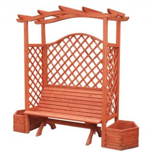 drevená pergola s lavičkou tmavohnedá, drevená pergola, drevená pergola s lavičkou, pergola z dreva, drevená pergola s lavičkou 150cm, drevena pergola s lavickou
