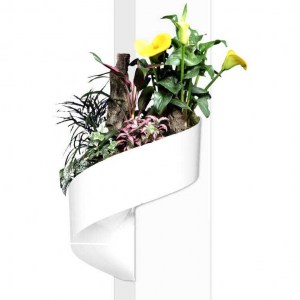 Nástenný kvetináč - 3 moduly na stĺp biely
